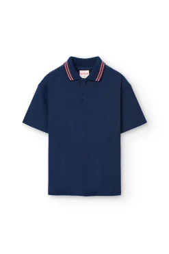 Polo in piqué per bambino di colore blu navy