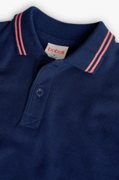 Polo in piqué per bambino di colore blu navy