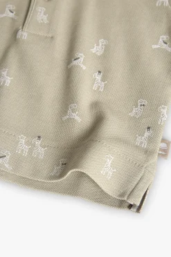 Polo in piqué per bambino con stampa di zebre in colore beige
