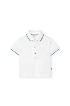 Polo piqué per bambino in colore bianco.