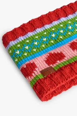 Sciarpa a maglia per bambina in rosso con cuori