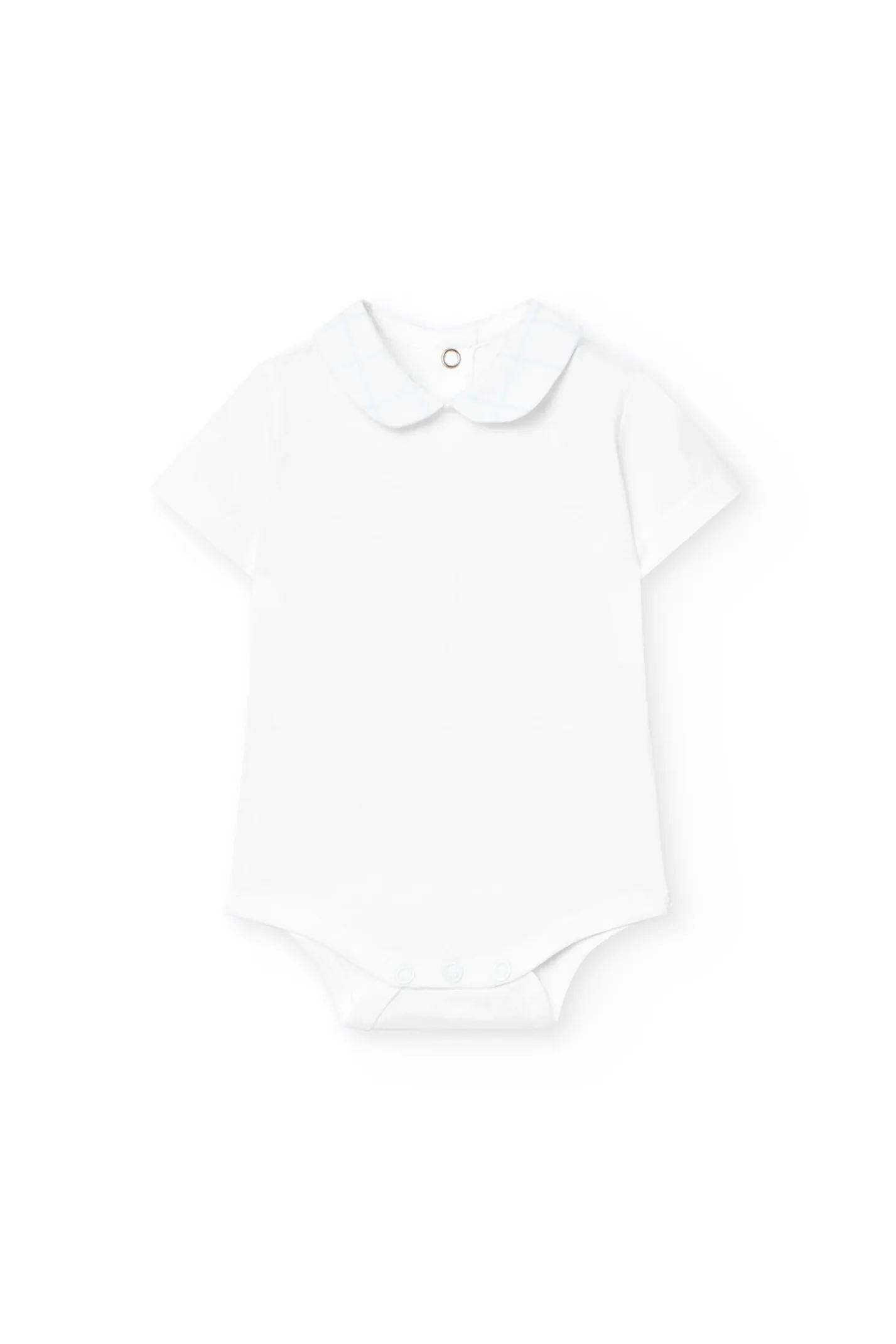 Set da neonato lavorato a maglia in colore bianco con stampa a quadri.
