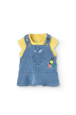 Set di abito in maglia per neonata in colore giallo