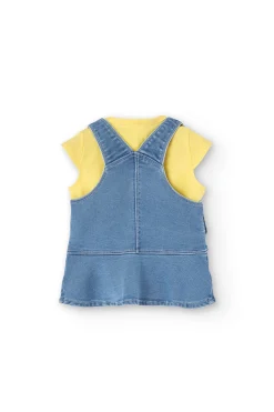 Set di abito in maglia per neonata in colore giallo