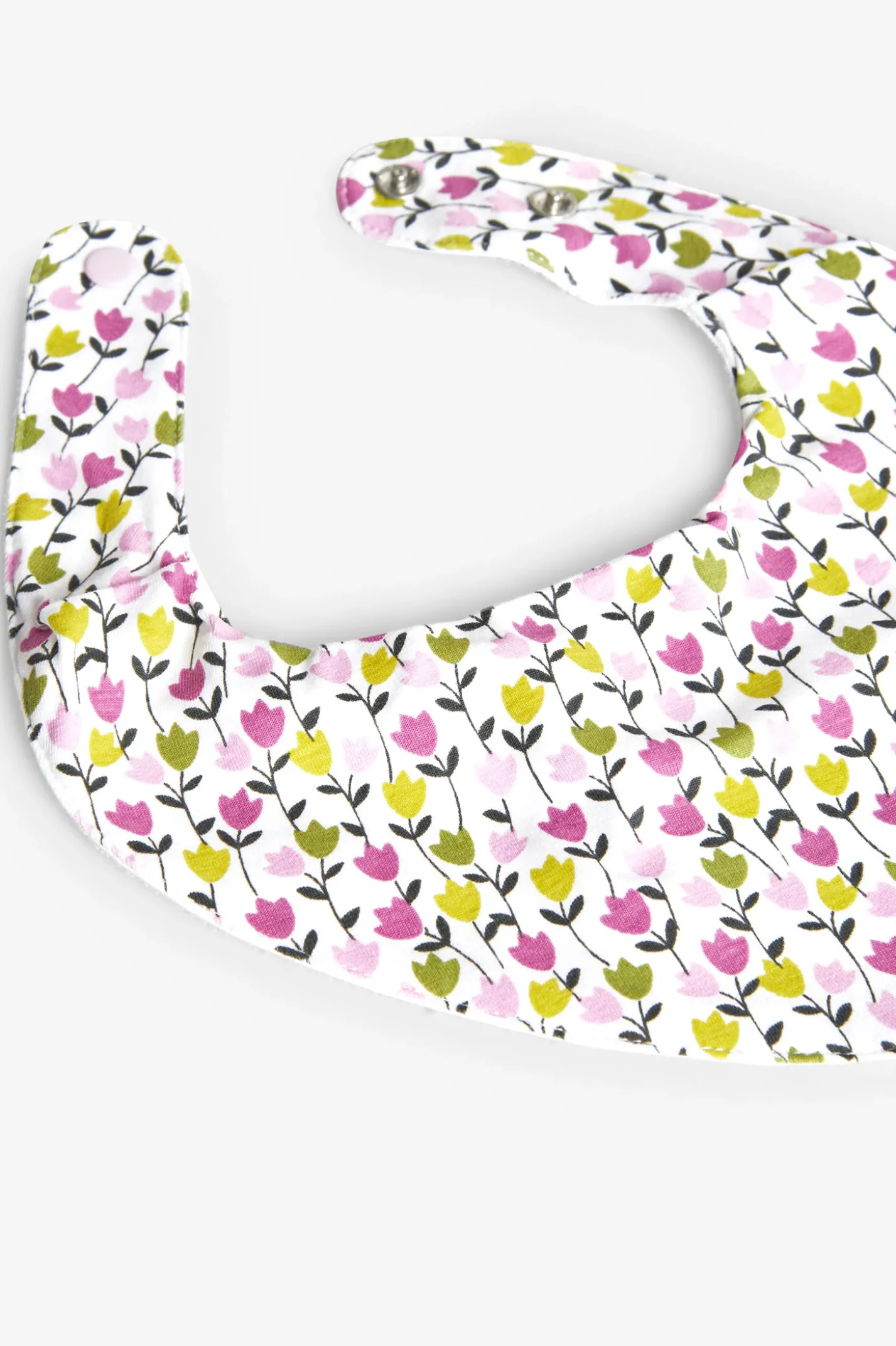Set di bavaglini a fazzoletto in jersey per neonati unisex di colore rosa con stampa floreale.