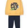 Set di felpa e pantalone in maglia per neonato di colore giallo