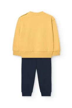 Set di felpa e pantalone in maglia per neonato di colore giallo