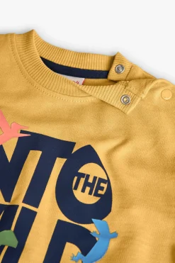 Set di felpa e pantalone in maglia per neonato di colore giallo