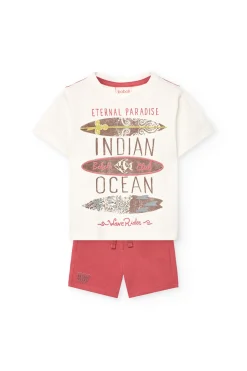 Set di maglietta e pantaloncini in maglia per neonato di colore bianco
