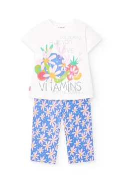 Set di maglietta e pantaloni in maglia per neonata in colore bianco