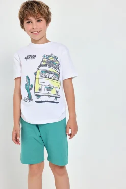 Set di maglietta e pantaloncini in maglia per bambino di colore verde