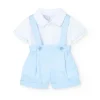 Set di maglietta e pantaloncini in maglia per neonato di colore blu.