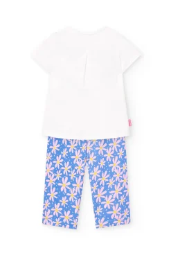 Set di maglietta e pantaloni in maglia per neonata in colore bianco