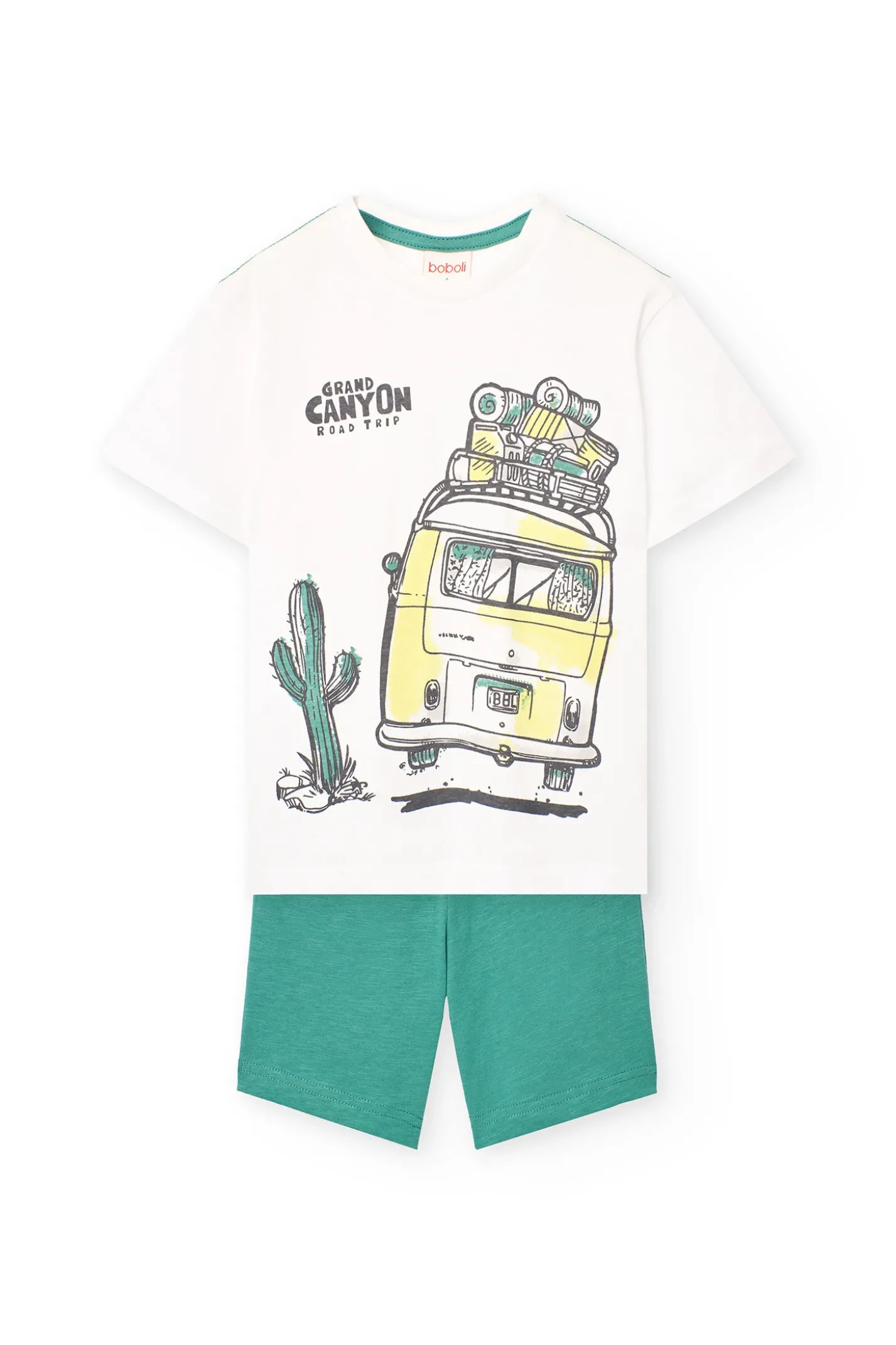 Set di maglietta e pantaloncini in maglia per bambino di colore verde
