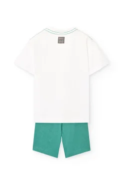 Set di maglietta e pantaloncini in maglia per bambino di colore verde