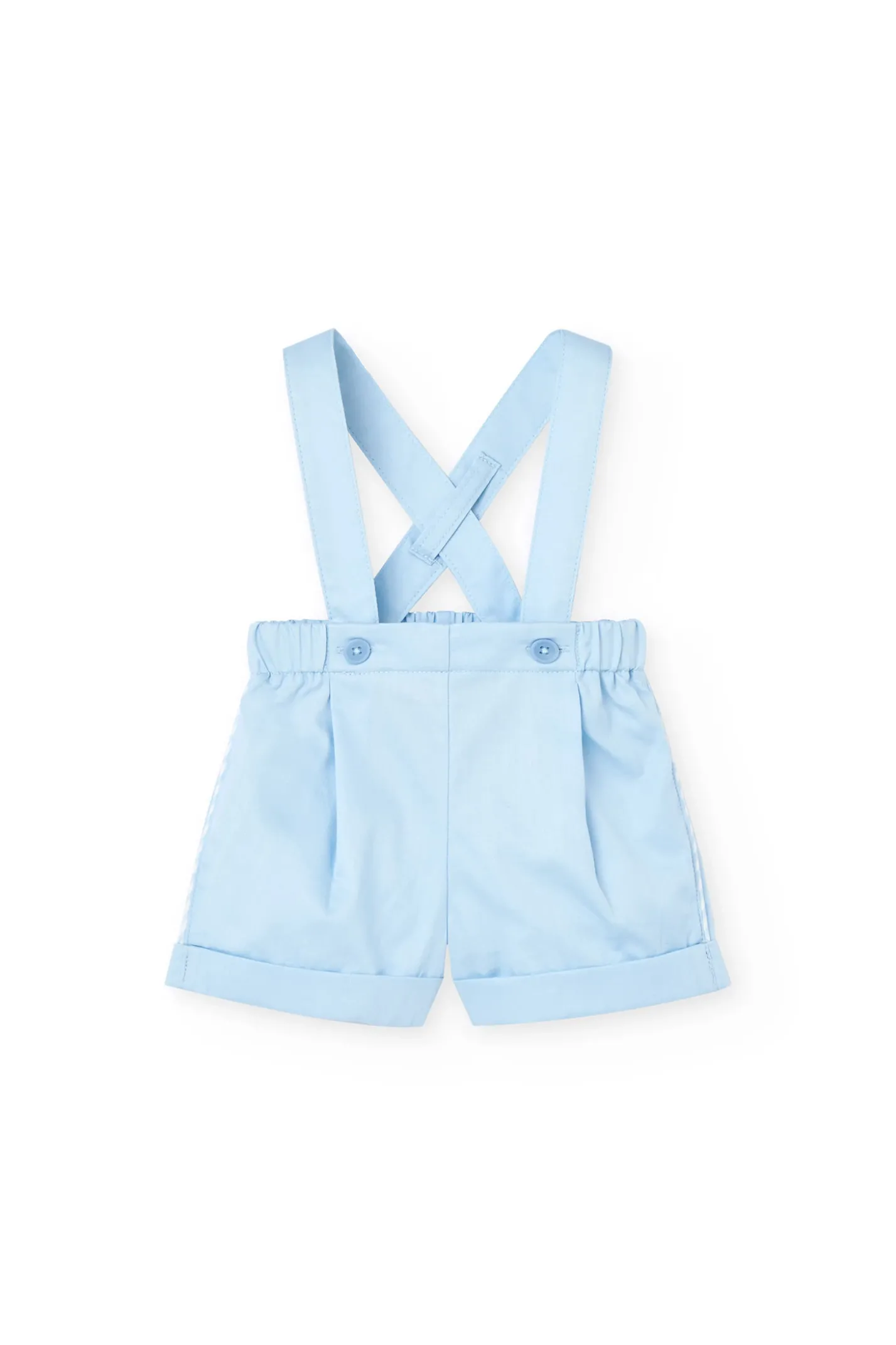 Set di maglietta e pantaloncini in maglia per neonato di colore blu.
