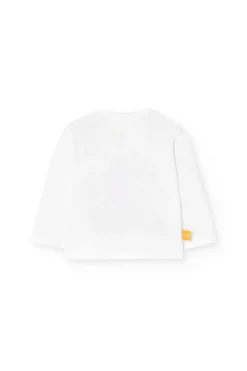 Set di maglietta e pantaloni in maglia per neonato di colore bianco.