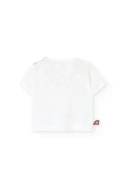 Set di t-shirt e pantaloncini in maglia per neonato bianco con motivo di leone.