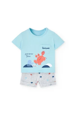 Set in maglia per bambino in colore blu