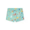 Short a maglia per neonata con stampa in colore acquamarina