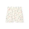 Short in batista per bambina con stampa tropicale in colore chiaro.