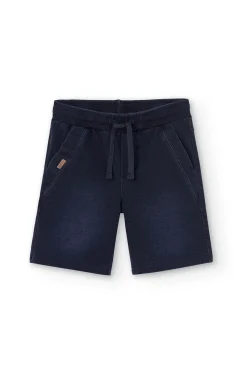 Short in felpa denim elasticizzato per ragazzo