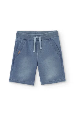 Short in felpa denim elasticizzato per ragazzo