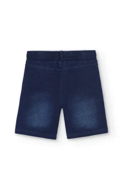 Short in felpa denim elasticizzato per ragazzo
