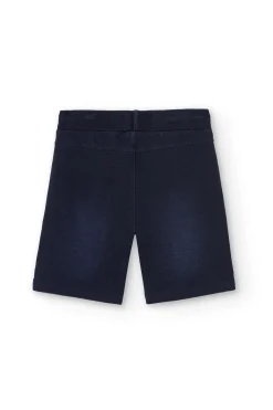 Short in felpa denim elasticizzato per ragazzo