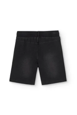 Short in felpa denim elasticizzato per ragazzo