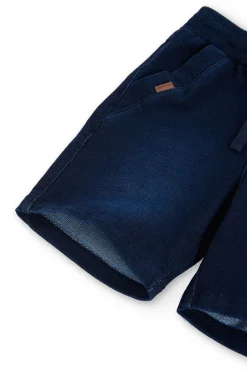 Short in felpa denim elasticizzato per ragazzo