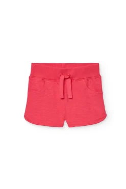 Short in felpa per bambina color fragola