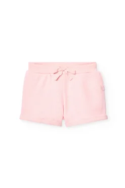 Short in felpa per bambina di colore rosa.