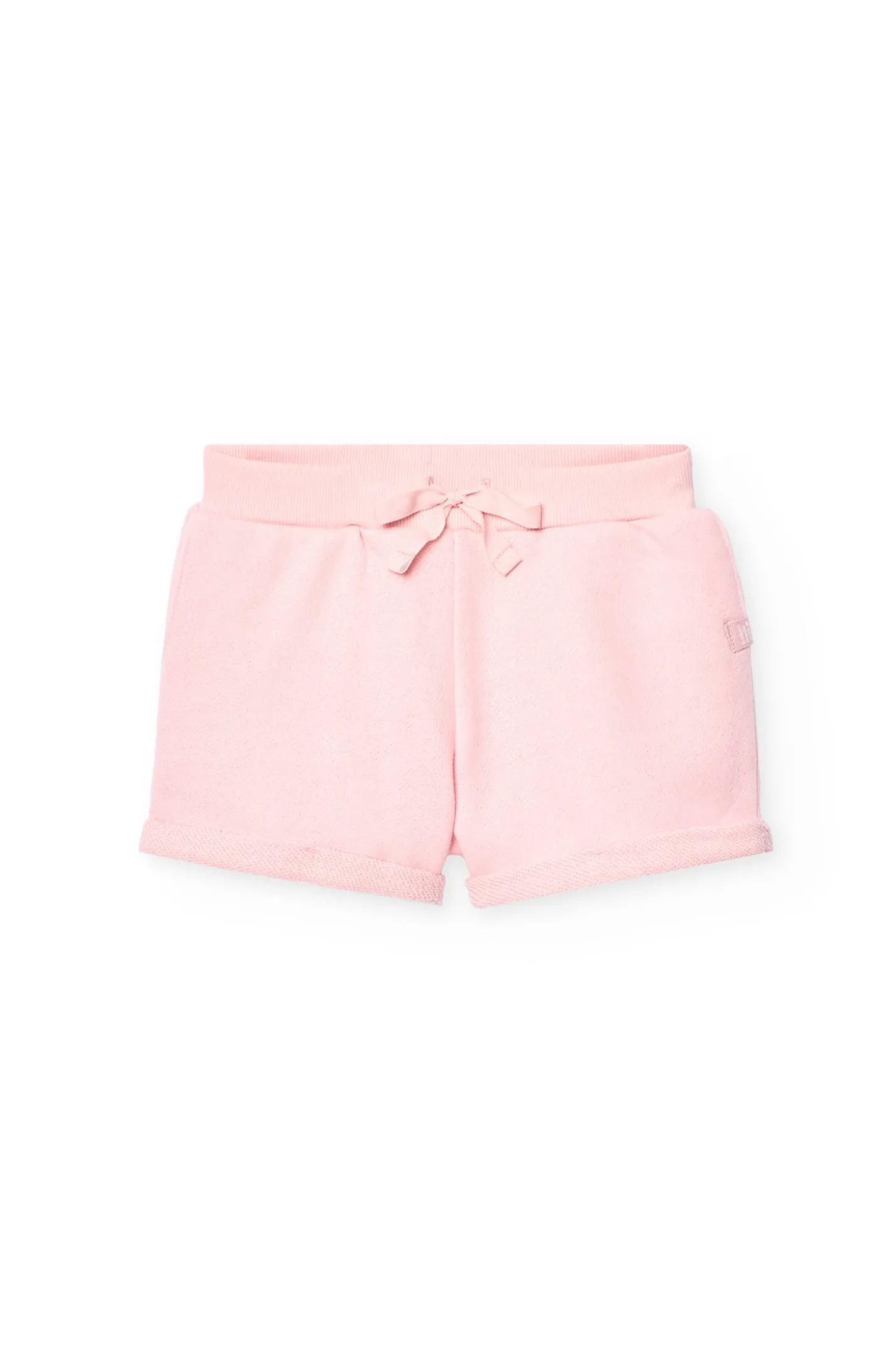 Short in felpa per bambina di colore rosa.