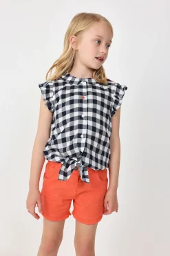 Short in maglia per bambina in colore rosso