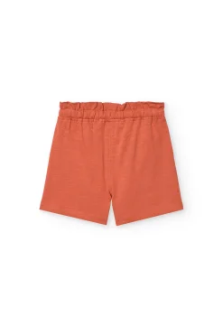 Short in maglia per bambina in colore arancione