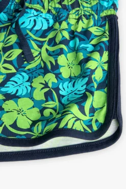 Short in maglia per bambina con stampa nei colori verde e blu.