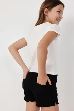 Short in sargia elastica per bambina di colore nero
