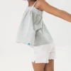 Short in tessuto di cotone elasticizzato per bambina di colore bianco.