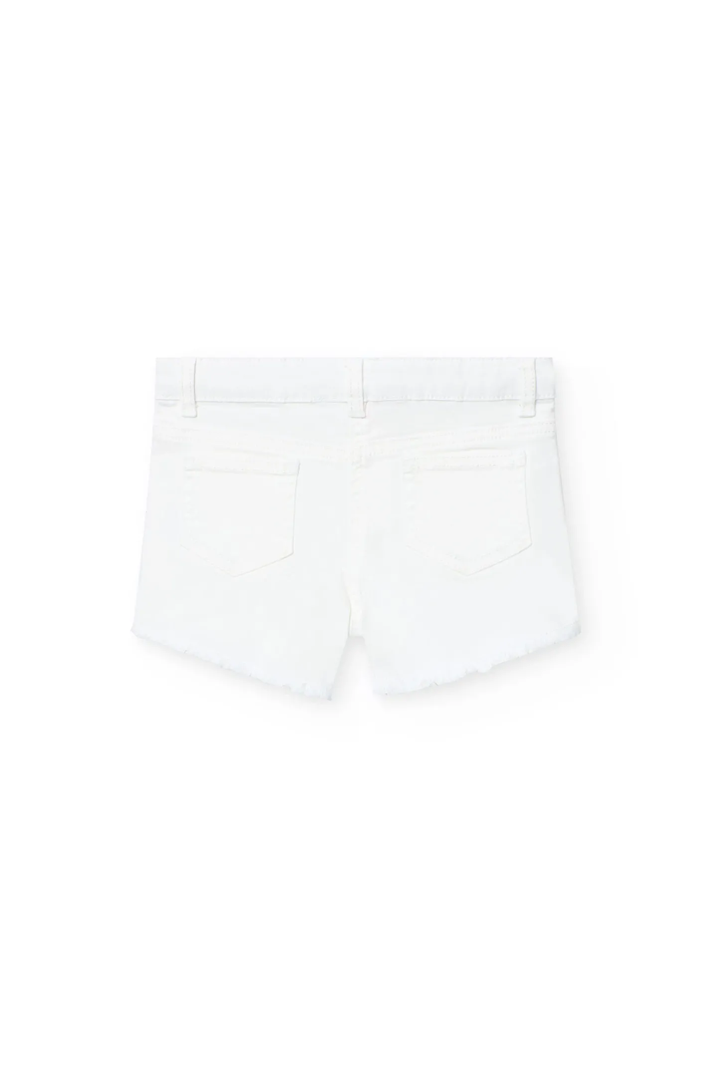 Short in tessuto di cotone elasticizzato per bambina di colore bianco.