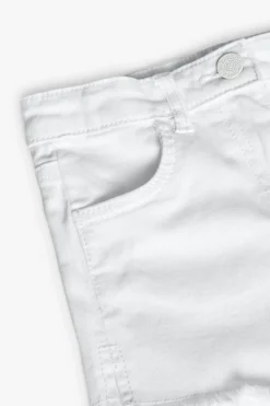 Short in tessuto di cotone elasticizzato per bambina di colore bianco.