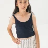 Top a maglia per bambina in colore blu marino.