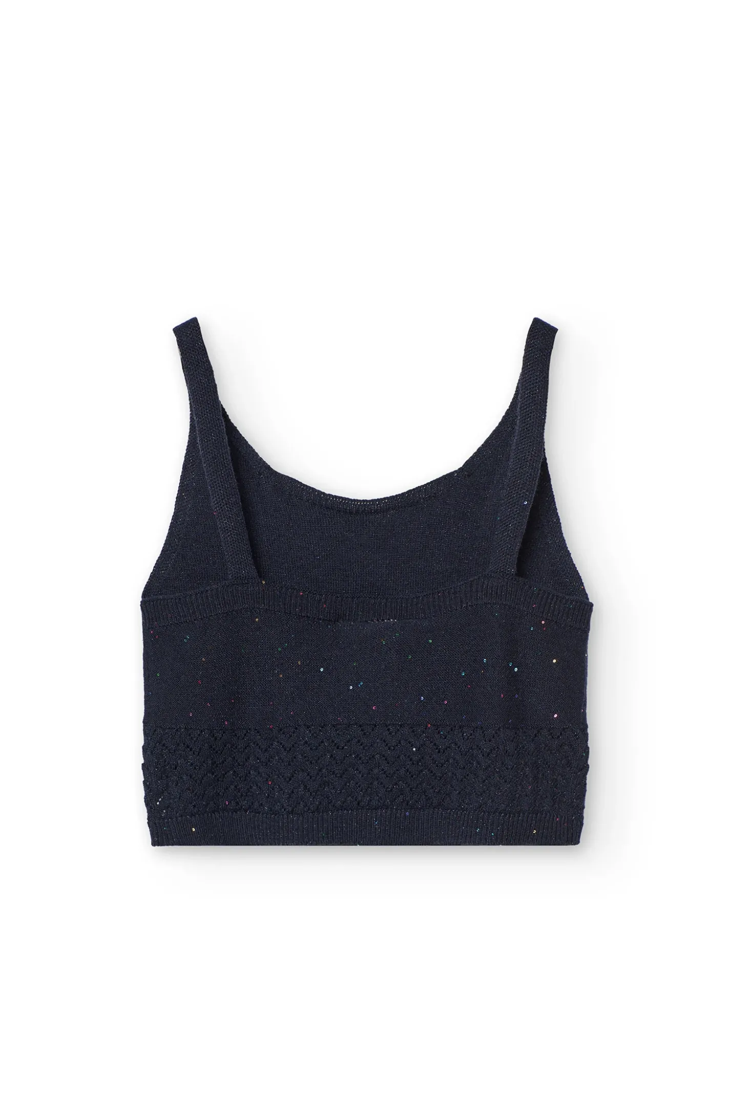 Top a maglia per bambina in colore blu marino.
