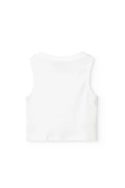 Top base in maglia per bambina di colore bianco