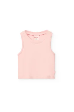 Top basic di maglia per bambina in colore rosa