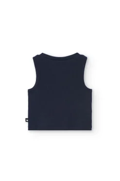Top basic di maglia per bambina in colore blu navy.