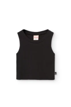 Top basic in maglia per bambina di colore nero