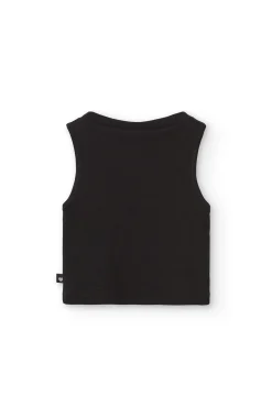 Top basic in maglia per bambina di colore nero