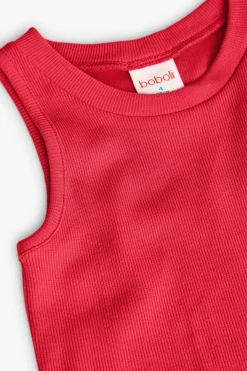 Top basic in maglia per bambina colore fragola