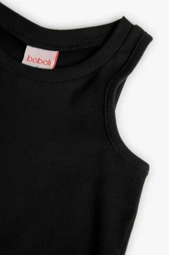 Top basic in maglia per bambina di colore nero